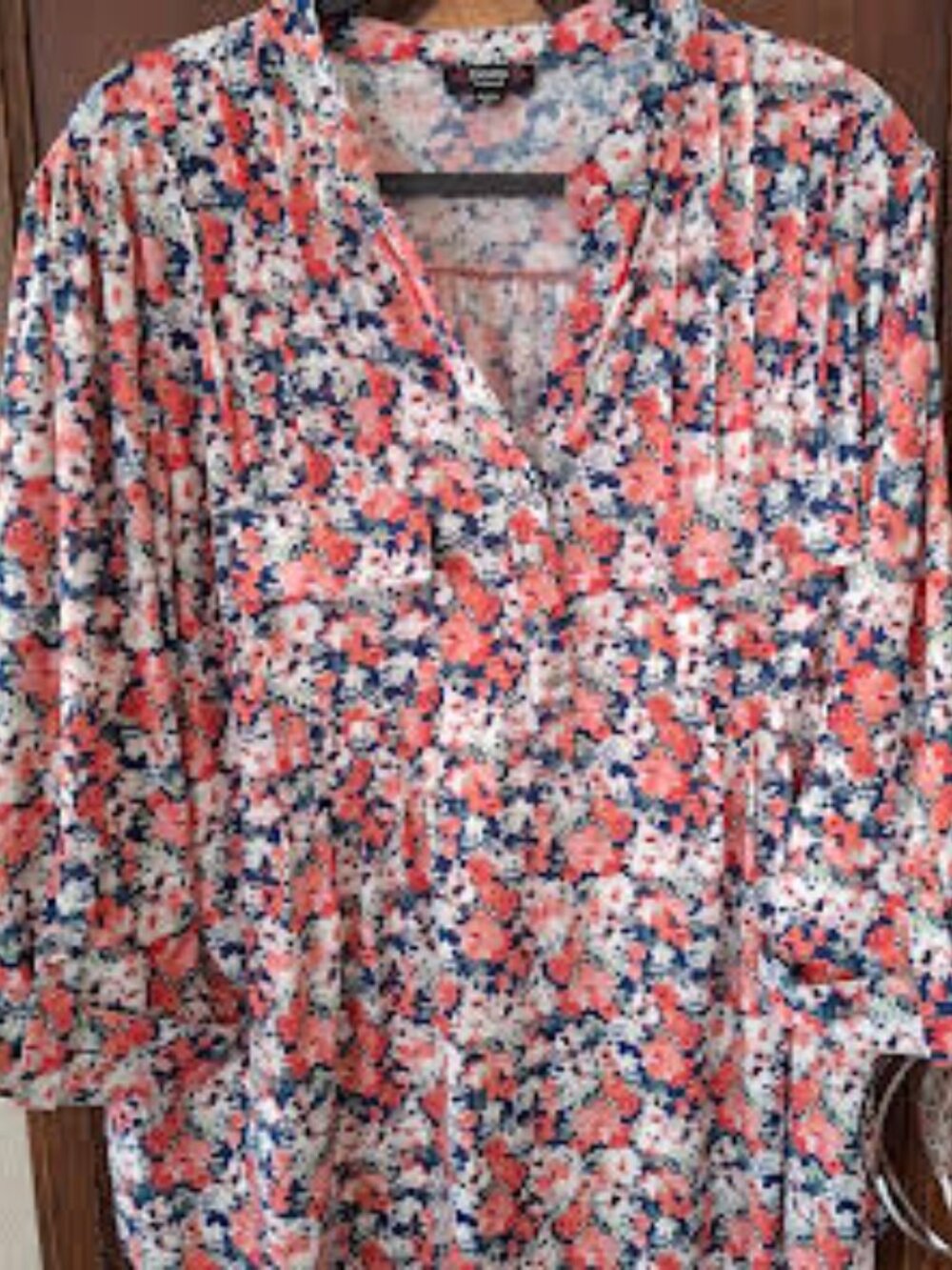 Cocomo Woman Floral V-Neck Pleated Blouse Top 2X